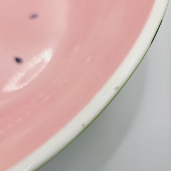 Watermelon Ceramic Serving Bowl 11 Inches Pink Green Summer Fruit Salads Snacks - Picture 9 of 12